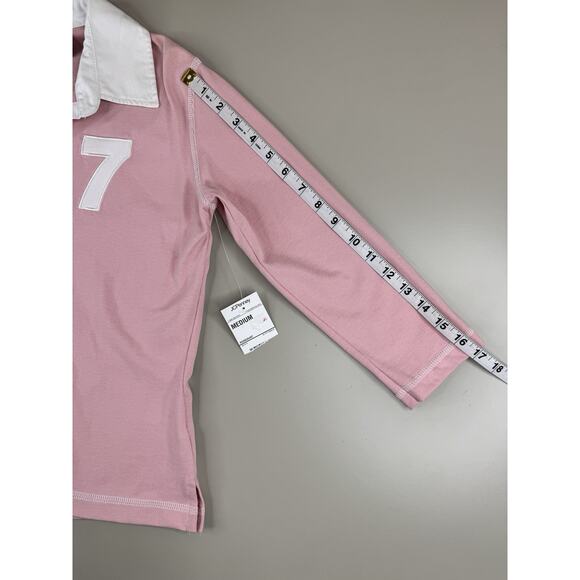 Vintage Arizona Jean Co Womens Y2K Rugby Polo Shirt Top Pink Preppy Old Money - Picture 9 of 12
